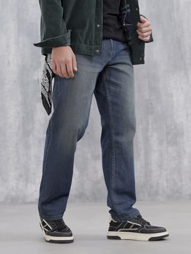 Image of WROGN Men's 100% Cotton Jeans | Solid | Anti Fit