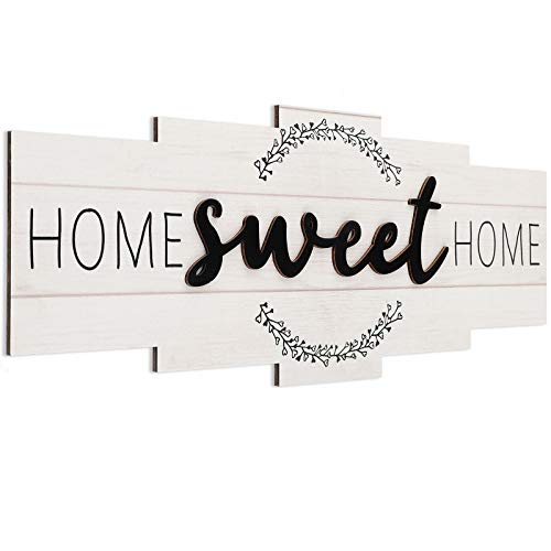 Home Sweet Home Sign, Rustic Wood Home Wall Decor, Large Farmhouse Home Sign Plaque Wall Hanging for Bedroom, Living Room, Wall, Wedding Decor (Light Color)
