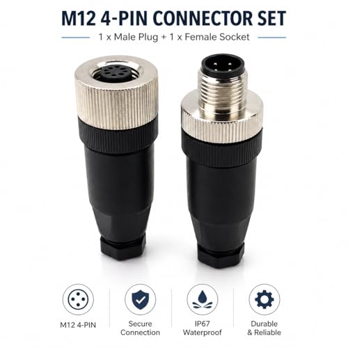 Conector M12 de campo impermeable IP67 con cable de 4 pines para automatización PLC 5