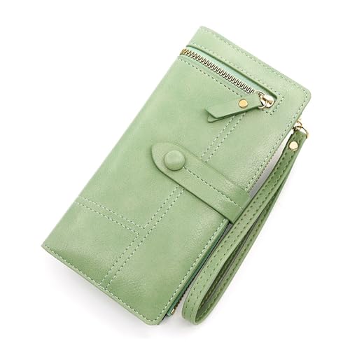 FMURY Large Capacity Multi-Card Coin Purse Buckle Zipper Long Purse for Women(Gray)