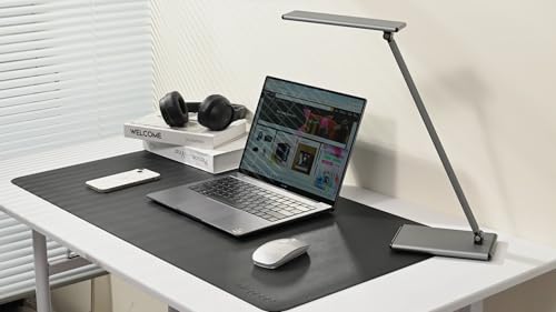 Image of AROPANA Anti-Slip Extended Mouse Pad, PU Vegan Leather Desk Mat, Computer Desk Table Protector Pad with Non-Slip Suede Base for Keyboard, Desktop, Laptop, Office (120x60CM, Black)