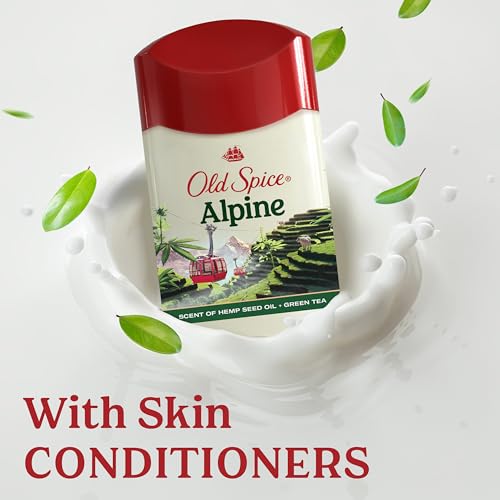 Image of Old Spice Antiperspirant & Deodorant for Men, 24 /7 Sweat & Odor Protection,24 /7 Freshness with Long Lasting Scent, Gentle on Skin, Dry Feel, Alpine with Hemp Oil Scent, 2.6 Ounce (Pack of 12)