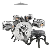 Childs Kids My First Drum Kit Play Set Drums Musical Toy With Pedal & Stool