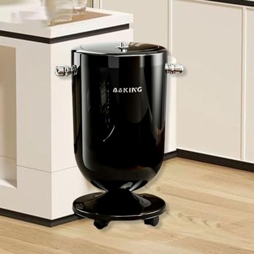 Cubo de basura con ruedas impermeable y contenedor de gran capacidad negro 6