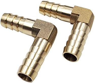 Metalwork Brass Hose Barb Fitting, Reducer 90 Degree Barbed Elbow, 8mm to 6mm Hose ID, 5/16" Barb x 1/4" Barb (Pack of 2)