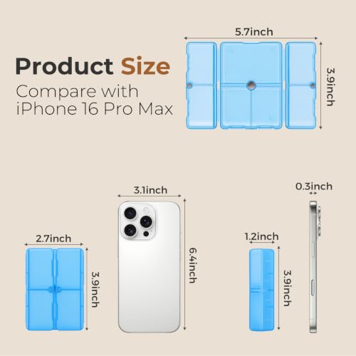 Image of FYY Travel Pill Organizer,7 Compartments Pill Box Medicine Case-Clear Blue