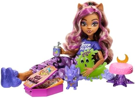 Monster High Upioroparty Lalka Clawdeen Wolf i figurka zwierzątka Crescent, HKY67