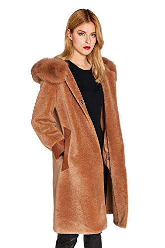 Women’s Lamb Shearling Teddy Real Fur Coat Warm Winter Coat with Hood SmartUniverseWear2