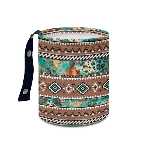 Image of Retro Aztec Portable Dustbin Bin Waste Basket Tribal Aztec Car Accessories Interior Easy to Clean Collapsible Car Trash Can