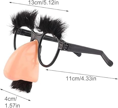Funny Costume Glasses with Big Nose, Eyebrows, Mustache, Halloween Party Photo Props, Eyebrows And Mustache Fancy Dress, Silly Funny Photo Props, Halloween Eyeglasses Novelty