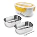 Produktbild Spice Amarillo Edelstahl tragbarer Warmhaltebehälter Lunchbox Gelb 40 W 1,5 Liter + Set mit 2 herausnehmbaren Edelstahlschalen