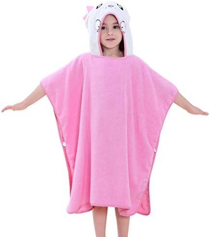 MICHLEY Hooded Baby bath Towels, Soft and Absorbent Bathrobe for Girls Boys, Pink-Cat, 27.5x27.5 inchs
