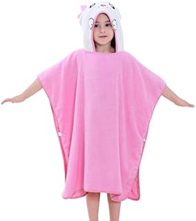 MICHLEY Hooded Baby bath Towels, Soft and Absorbent Bathrobe for Girls Boys, Pink-Cat, 27.5x27.5 inchs