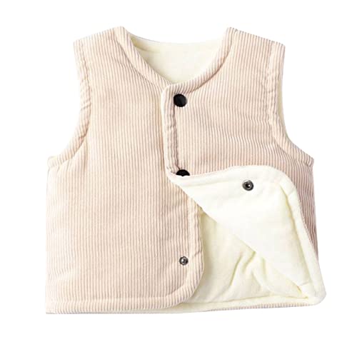 Toddler Boys Girls Sleeveless Fleece Vest Kids Buttons Open Fuzzy Front Jacket Coat Padded Outerwear Waistcoat