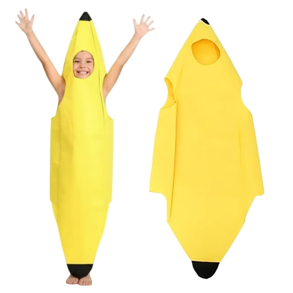 EYWILYWI Children’s Banana Costume,Hilarious Yellow Banana Jumpsuit, Lightweight Comfortable Unisex Outfit for Halloween, Carnivals,Christmas,Perfect for Fun Themed Cosplay. (Yellow)