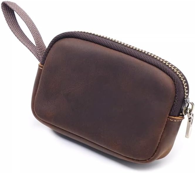 Coin Purse for Men Simple Retro Leather Zip Small Wallet Coin Purse Mini Pouch(Colour 2)