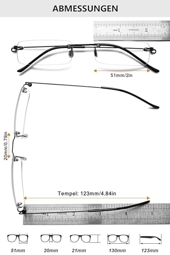 Lanomi Rimless Reading Glasses for Men Women Blue Light Blocking Readers Lightweight Slim Rectangle Anti Blue Eyewear with Metal Case Gold 1.0 - Image 2