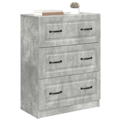 Cómoda gris hormigón de 66 cm con 2 cajones y 3 compartimentos de diseño moderno para pasillo 4