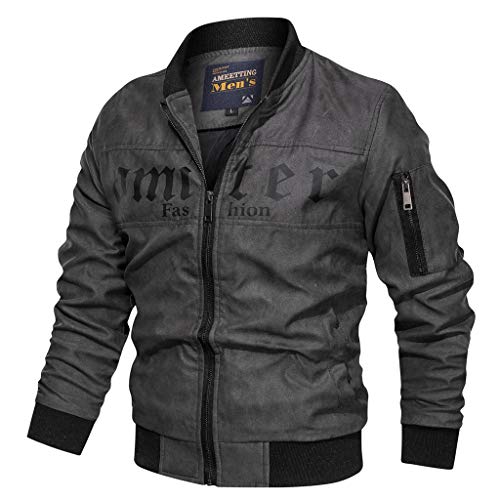 Preisvergleich Produktbild KPILP Herren Jacke Winterjacke Cargo Jacke Übergangsjacke Herbstjacke Winddichte Jacke Wintermantel Blouson für Herbst Lässig Jacke Outwear Oberteile Zipper Mantel