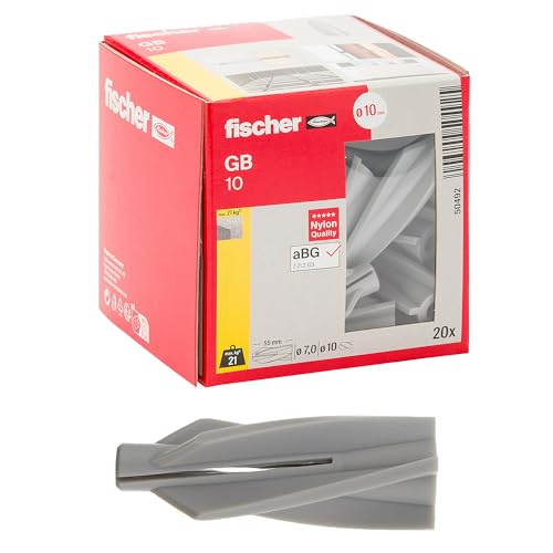 Fischer Tasselli GB 10 per Calcestruzzo Cellulare e Gasbeton, Diametro Foro 10 mm, 20 Pz, 50492