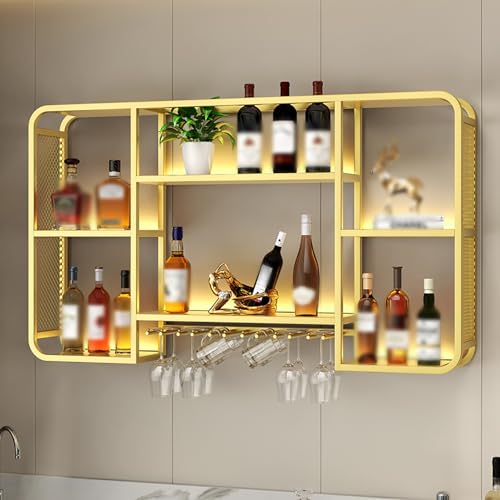 Casier à vin mural avec support de rangement bouteilles et LED