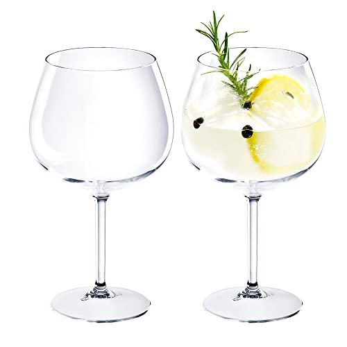 DoimoFlair Gran Ballon Gin Tonic Glas Weinglas aus Kunststoff bruchsicher Cocktailglas Plastik Transparent 86 cl. Set 2 Stück Cover