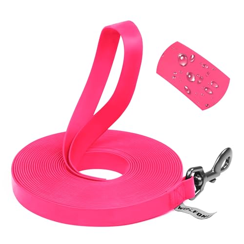 Wolfone 5ft Pink Long Leash - Waterproof Training Dog Leash for Recall, Swimming, Camping, Beach...