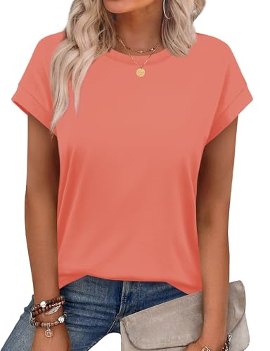 Image of Alaroo Womens Summer Tops Short Sleeve Shirts Crew Neck Cute Trendy Tunic Blouses (S-3XL)
