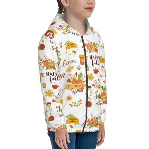 Hello Fall Autumn Is Here Kids Pullover Hoodies Boys Zip Up Sweatshirts Girls Athletic Clothes with Pocket4
