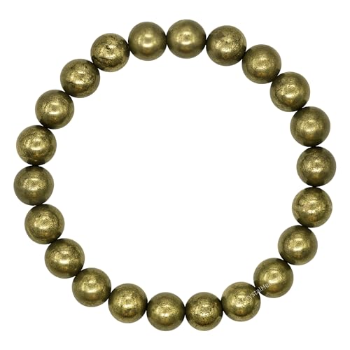 Image of Crystal Heaven Pyrite Bracelet Original Certified for Men - Raw Pyrite Stone Bracelet with Genuine Pyrite Beads for Energy and Protection - Unique Gift Idea for Spiritual Well-being (Stretchable)