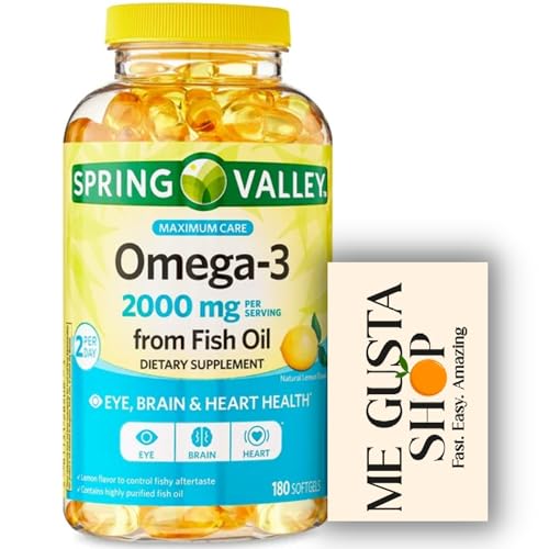 Spring Valley Omega 3 Fish Oil Maximum 2000mg 180 Softgels + me Gusta Sticker