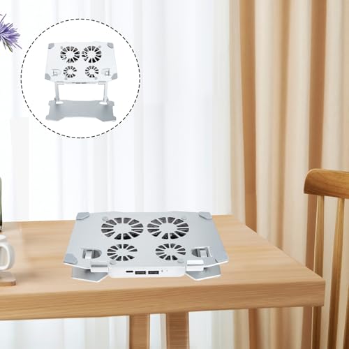 Support ordinateur portable ventilé Zerodeko refroidisseur réglable métal argenté bureau - 5