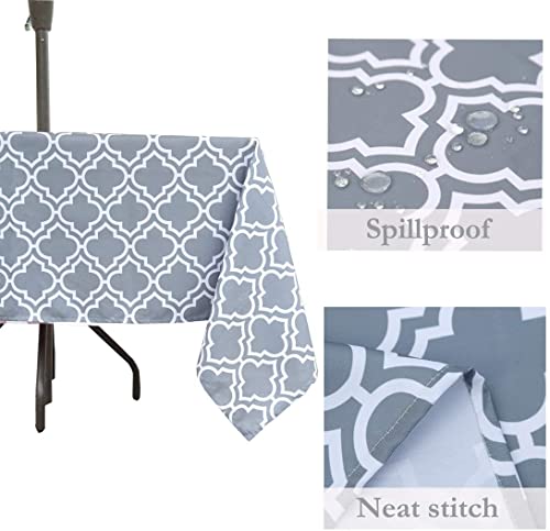 Eternal Beauty Rectangle Indoor & Outdoor Splashproof Tablecloth with Umbrella Hole and Zipper for Patio Garden Party and BBQ (132 x 178 cm - Image 4