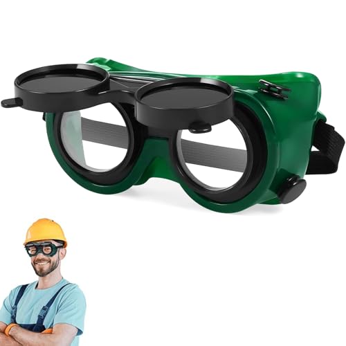 Image of Gizmolet Flip Up Front Welding Goggles, Welding Safety Glasses with Dual Lenses, Impact Resistant, Adjustable Strap, Anti-Scratch Eye Protection Glasses for Men