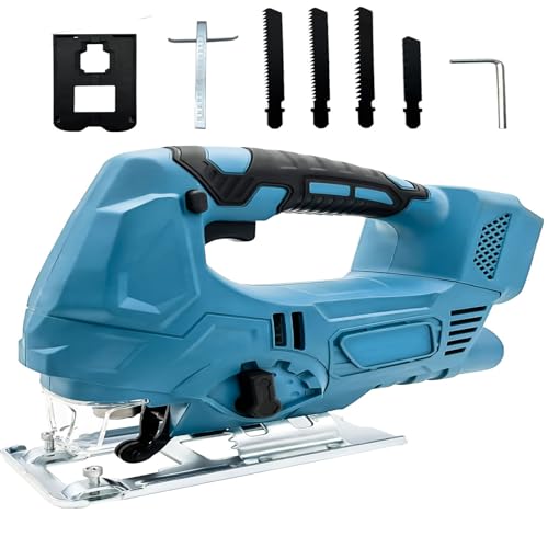 Cordless Jigsaw, Brushless Battery Jigsaw, Electric Saw Tool Compatible with Makita 18V Battery, Powerful Copper Motor, Portable Jig Saw with LED Cordless Jig Saw for Wood and Metal Cutting(Body Only)