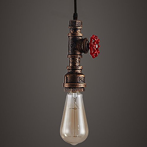 WINSOON 1PC Antique Pendant Pipe Lamp Rustic Hand Painted Industrail Ceiling Lights Aged Rusty Bronze