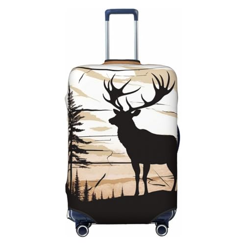 Travel Luggage Cover for Suitcase Tsa Approved, Washable Elastic Suitcase Protector, Wild Elk silhouette Suitcase Cover Anti-scratch Baggage Cover Fits 22-24 Inch Luggage Sleeve X-Large