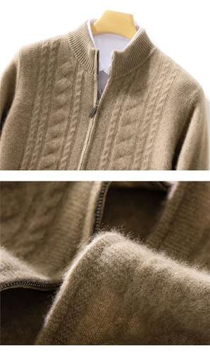 Men's Merino Wool Knit Cardigan Sweater Long Sleeve Twisted Zipper Thick Fall Winter Casual Outerwear4