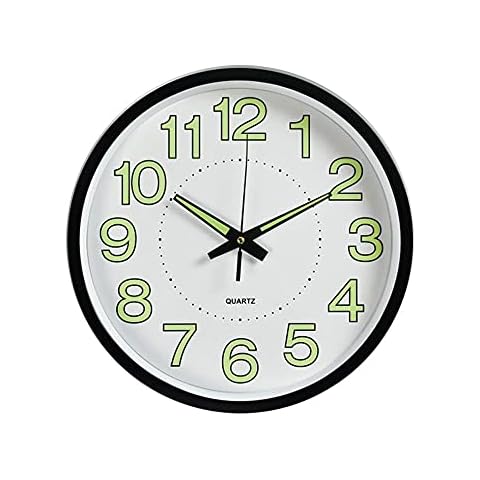 XOOFMASS 12 Inch Outdoor Garden Wall Clock, Luminous Fluorescent Shiny Large Garden Clock Silent Quartz Movement Waterproof Outdoor Clock Decoration Outside Clock for Indoor Outdoor,Black Cover