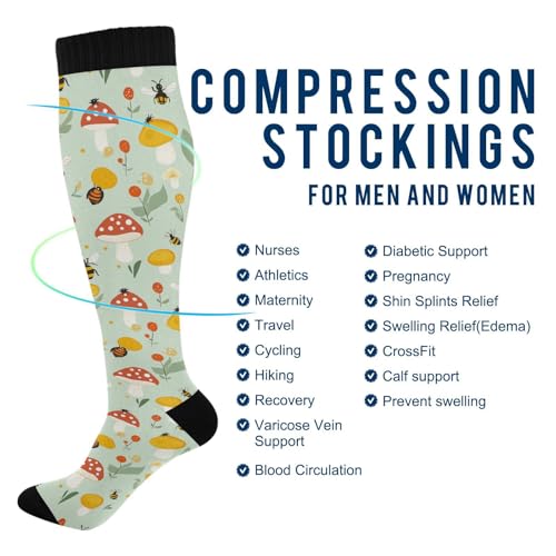 Image of Wusikd Halloween Black Cat Compression Socks for Women and Men Circulation Pumpkin Long Socks for Athletic Running 1