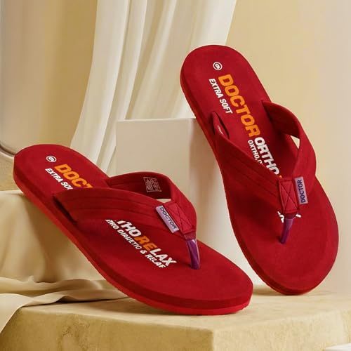 Image of DOCTOR EXTRA SOFT Thong Arch Support Ortho Slippers for Women|Orthopedic Diabetic & Stylish|Lightweight Comfortable & Casual|Pregnancy Anti-Skid Bedroom Daily Use House Flip-Flops Ladies & Girls D-15