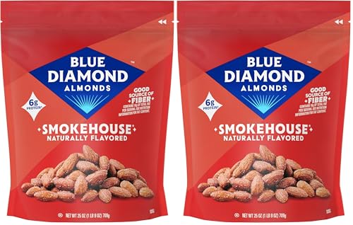 Image of Blue Diamond Almonds, Smokehouse Flavored Snack Nuts, Plant-Based Protein and Fiber Snacks, Gluten Free Iconic Flavor Salty Nuts, Great for Events, Holidays, Parties, 25 Oz Resealable Bag (Pack of 2)
