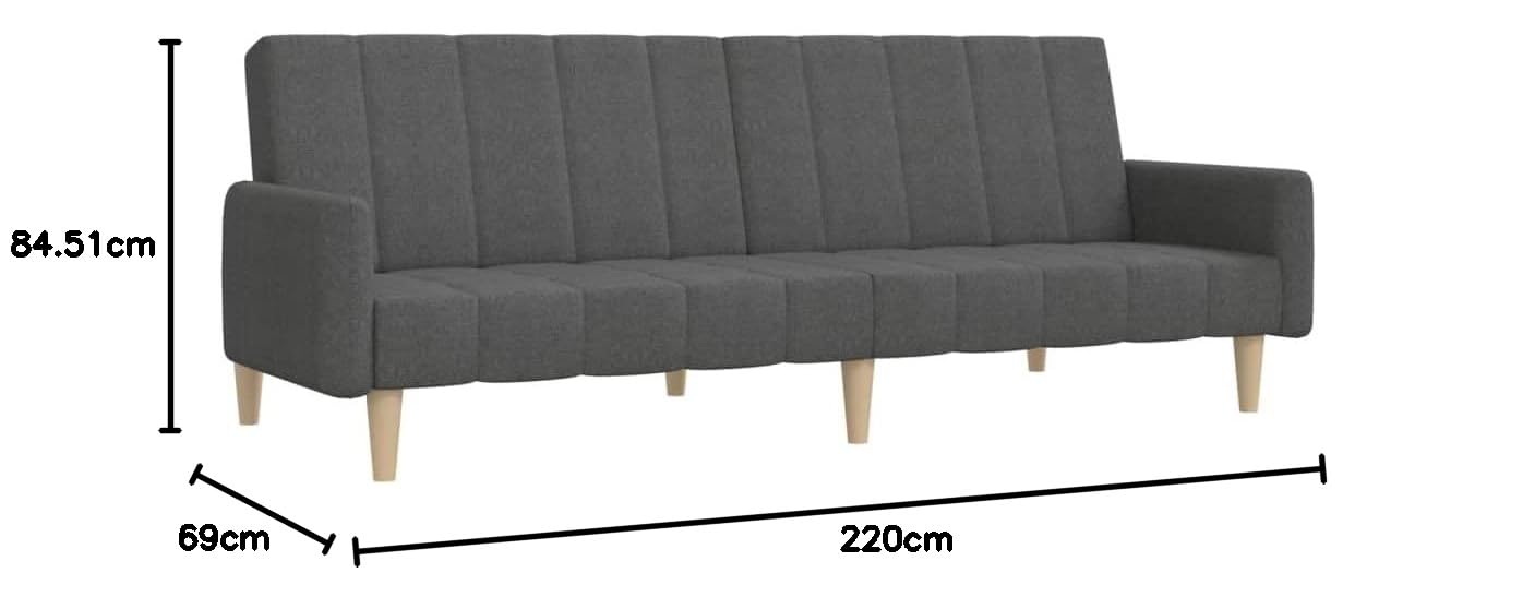 Schlafsofa 2-Sitzer, Dunkelgrau Stoff, Verstellbare Rückenlehne, Platzsparendes Design für Wohnzimmer, Gästezimmer, 220x84.5x69 cm
