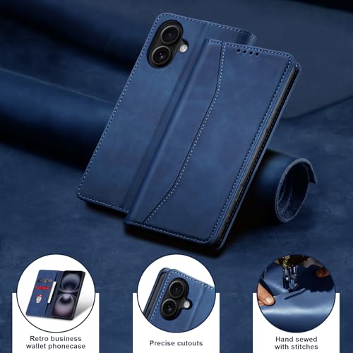 Image of Jasonyu Flip Wallet Case for iPhone 16 Plus,Blue
