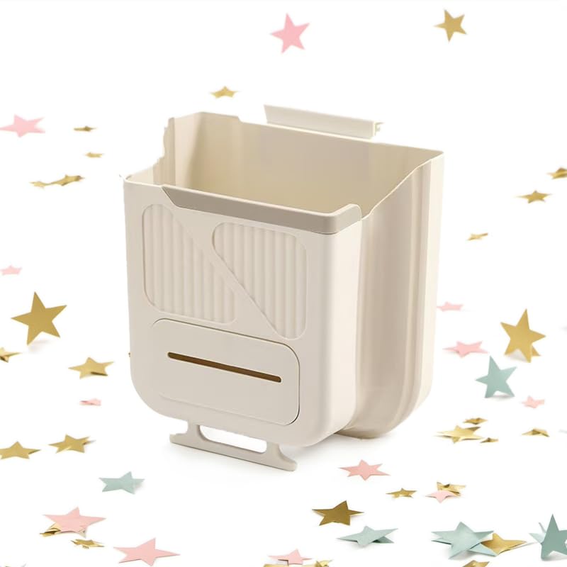 Image of Household Foldable Trash can, Kitchen Cabinet Door Hanging Type, Thickened Garbage can 2.64 gallons (About 10 liters) (Grey, Large) (Ashen)