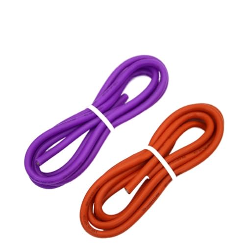 Outdoor Extension 1Meter Red and 1Meter Black Color Silicone Wire 2meter/10Meter 12 14 16 18 20 22 24 26 28 30 AWG Cable Solar sheathed(Color:1Meter Purple 1Meter Orange,Size:24 AWG)