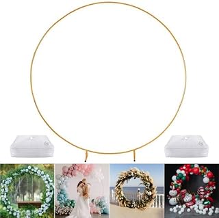 Maikerry 6.5 FT Round Wedding Arch Stand Metal Circle Balloon Arch for Floral Balloon Garland Wedding Birthday Baby Shower Graduation Photo Background Decorations Event Party Supplies
