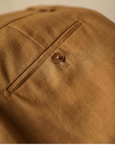 Men's Linen Dress Pants Vintage Relaxed Fit Straight Legs Business Formal Slacks Pants4