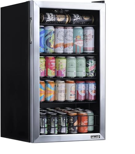NewAir Beverage Refrigerator with Glass Door | 126 Can Mini Fridge for Bedroom, Dorm, Office, or...