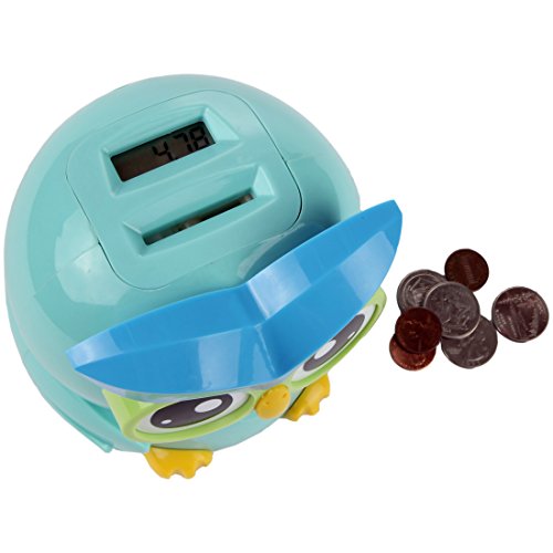 Lily's Home Kid’s Money Counting Owl Digital Coin Bank, Counts U.S. Pennies, Nickels, Dimes, Quarters, Half Dollars, and Dollar Coins, Ideal for Personal Savings (4.75